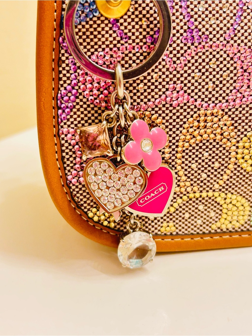 RARE Coach Y2K Heart & Cancer Awareness Keychain/ Bag Charm - Picture 6 of 14